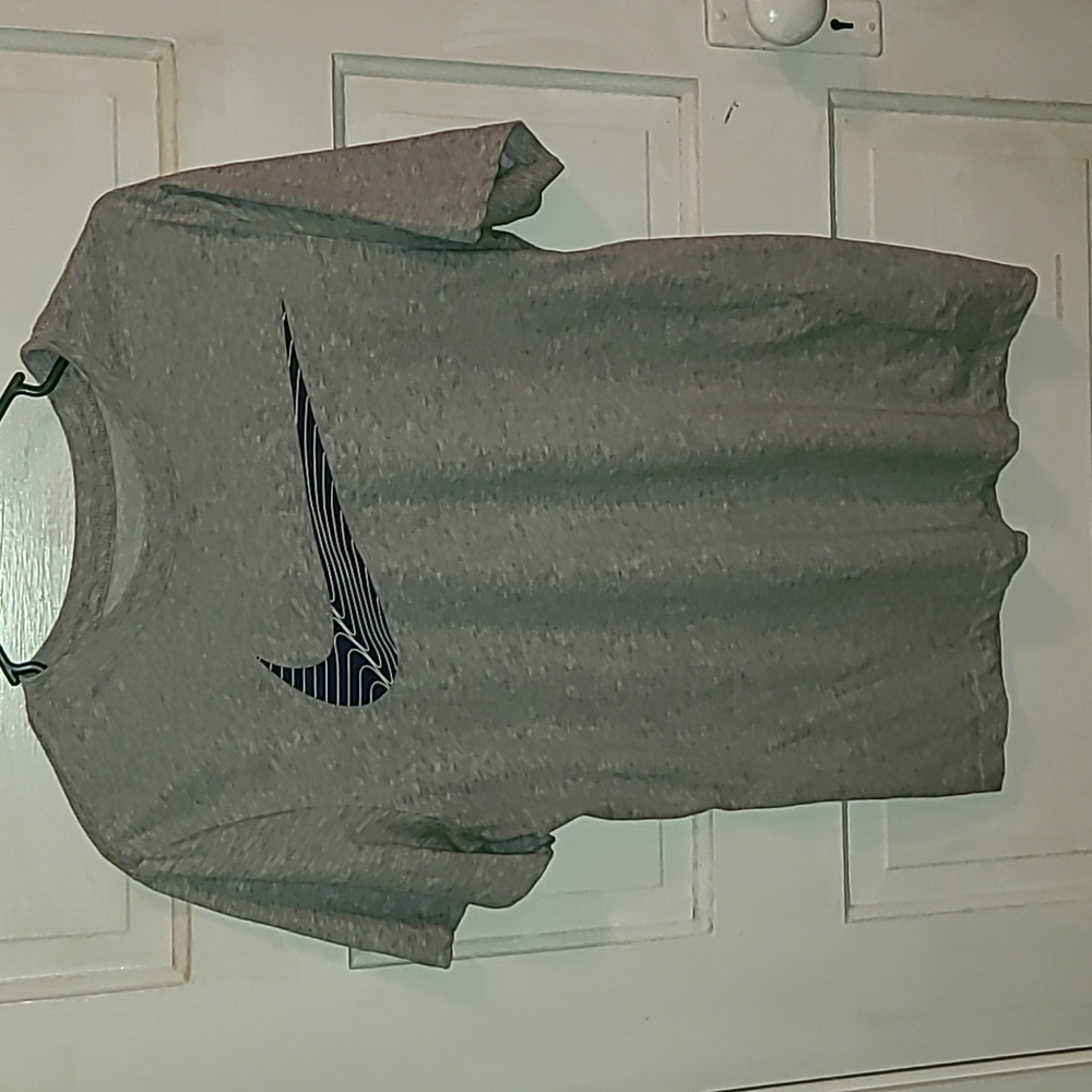 Nike Heather Gray T-Shirt with Purple Logo